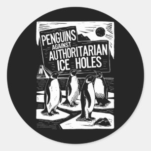 Sticker Rond Pingouins contre les trous de glace autoritaires A