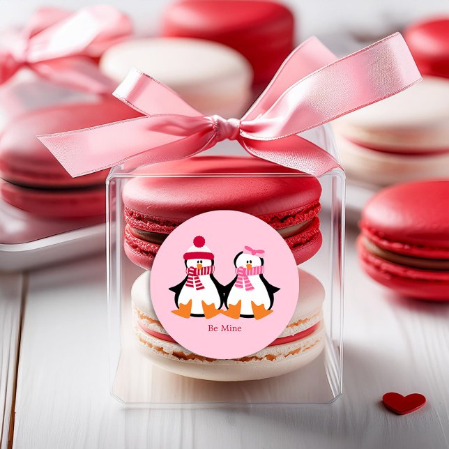 Sticker Rond Pingouins de la Saint-Valentin (Créateur téléchargé)