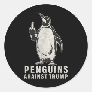 Sticker Rond Pingouins, palmes, pingouins du doigt moyen contre