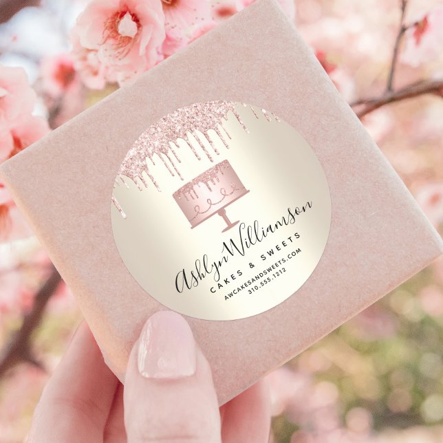 Sticker Rond Pink Bakery Parties scintillant de gâteau Drivers  (Créateur téléchargé)