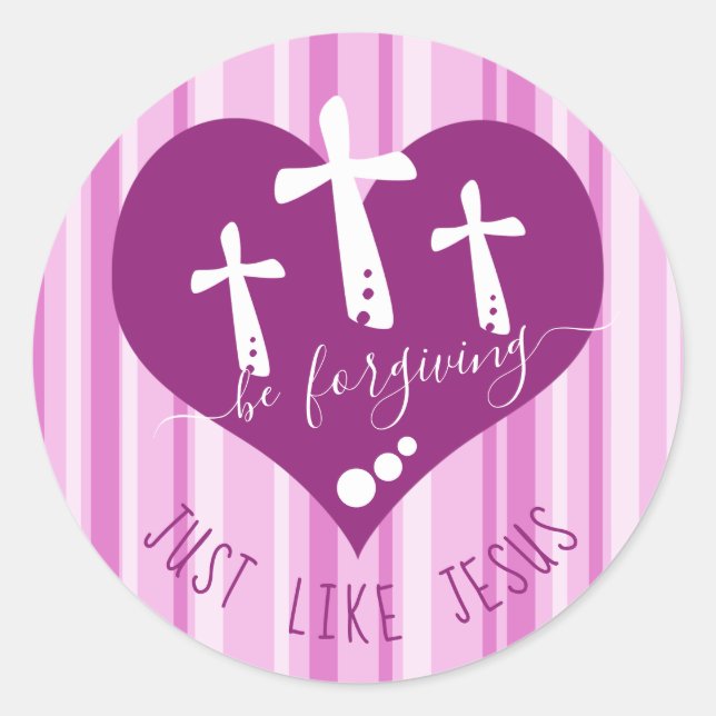 Sticker Rond Pink Be Pardonne Comme Jésus (Devant)
