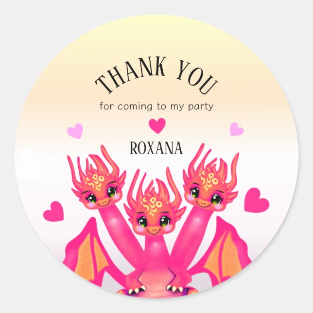 Sticker Rond Pink Birthday Dragon (Devant)