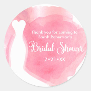 Sticker Rond Pink Blush, Mariage Gown Aquarelle nuptiale