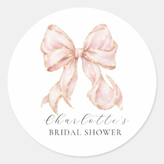 Sticker Rond Pink Bow Bridal Shower