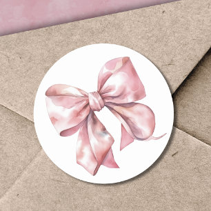 Sticker Rond Pink Bow Simple Baby shower ou nuptiale