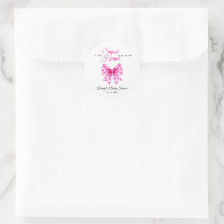 Sticker Rond Pink Bow Sweetheart girl Valentine's Baby shower 