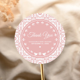 Sticker Rond Pink Cielito Lindo Papel Picado Baby Shower