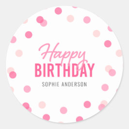 Sticker Rond Pink Confetti Joyeux anniversaire