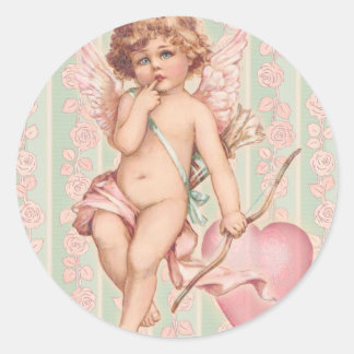 Sticker Rond Pink Cupid sur Rose