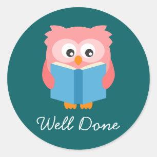 Sticker Rond Pink cute reading