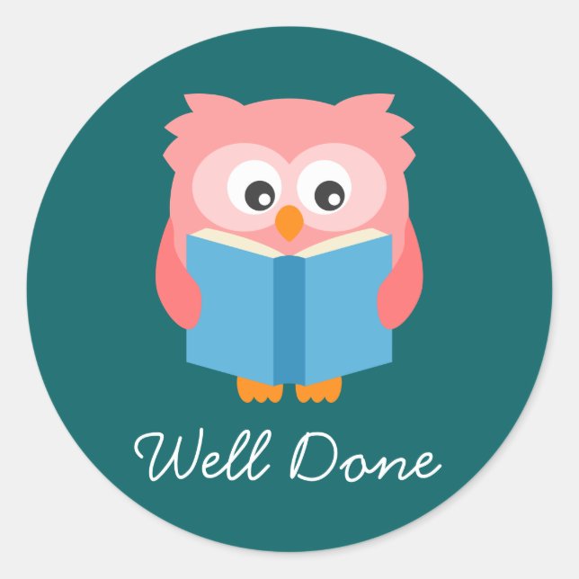 Sticker Rond Pink cute reading (Devant)