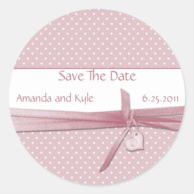 Sticker Rond Pink Dotée Suisse Enregistrer L'Autocollant Date (Devant)