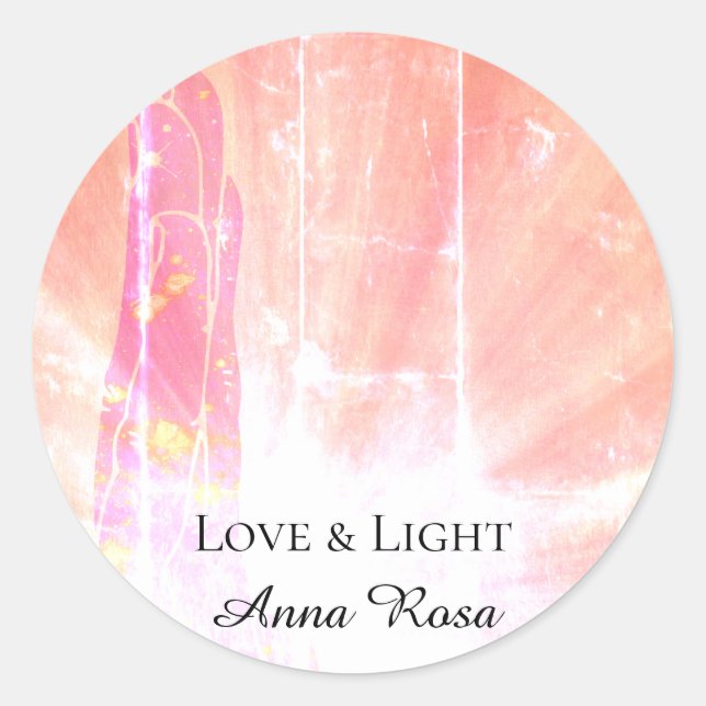 Sticker Rond *~* Pink Energy Healing Hand Rays Love Light (Devant)