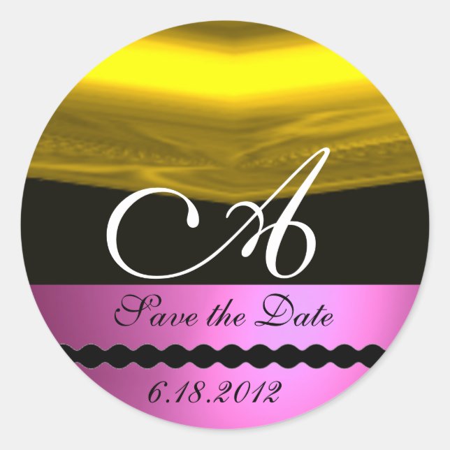 STICKER ROND PINK FUCHSIA PURPLE OR MONOGRAMME (Devant)