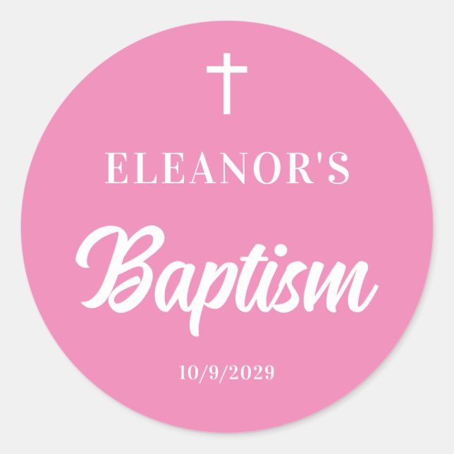Sticker Rond Pink Girl Baptism  (Devant)
