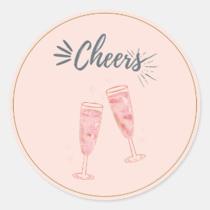 Sticker Rond Pink Gold Chefs Champagne Verres