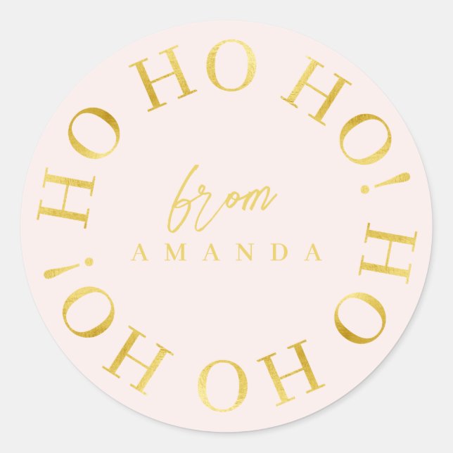 Sticker Rond Pink Gold Christmas Ho Ho Ho ID1009 (Devant)