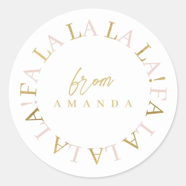 Sticker Rond Pink Gold Fa Noël La La ID1009 (Devant)