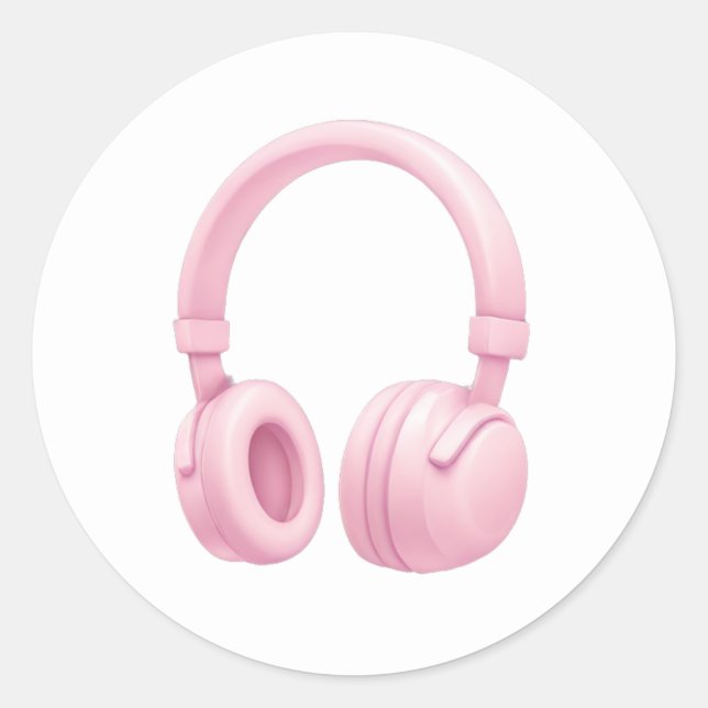 Sticker Rond Pink Headphones Emoji – Cute Music Lover Icon (Devant)