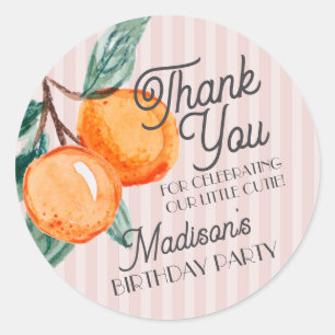 Sticker Rond Pink Little Cutie Citrus Anniversaire Fête Favoris