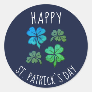 Sticker Rond Pink Lucky Shamrock Clover Joyeux St. Patrick's da