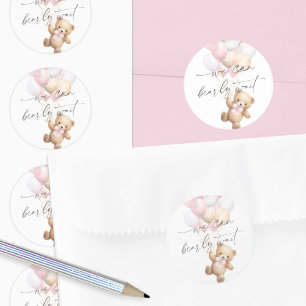 Sticker Rond Pink moderne Bearly wait Baby Girl Douche