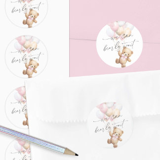 Sticker Rond Pink moderne Bearly wait Baby Girl Douche
