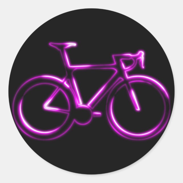 Sticker Rond Pink Neon Glow Road Bicycle (Devant)