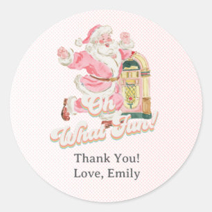 Sticker Rond Pink Oh Quel Merci Fun-Retro du Parti du Père Noël