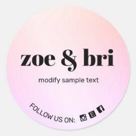 Sticker Rond Pink Ombre Ajouter Votre Logo Social Media