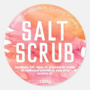 Sticker Rond Pink Orange Sunset Aquarelle Salt Scruter Étiquett