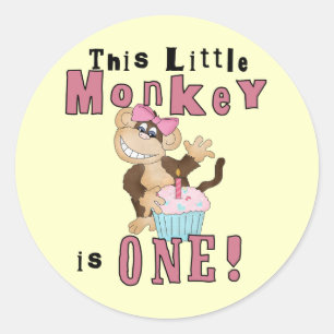 Sticker Rond Pink Party Singe 1er Anniversaire Tshirts et cadea