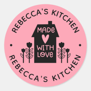Sticker Rond Pink Personnalisé Fait Maison Avec Amour
