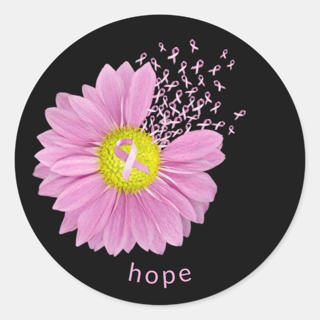 Sticker Rond Pink Ribbon Cancer du sein - Sensibilisation de la (Devant)