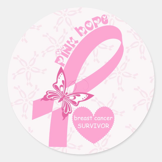 Sticker Rond Pink Ribbon Sensibilisation au cancer du sein (Devant)