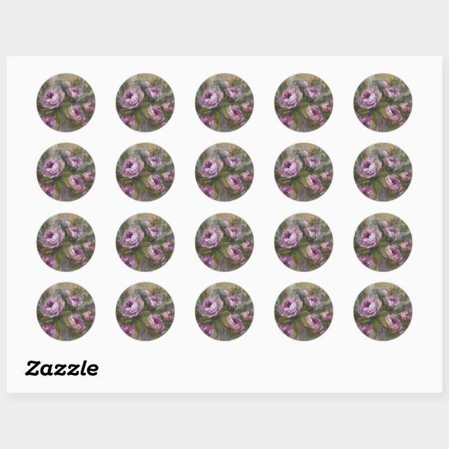 Sticker Rond Pink Roses (Feuille)
