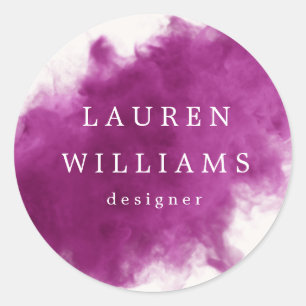 Sticker Rond pink smoke effect elegant monogram