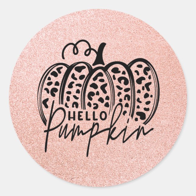 Sticker Rond Pink Sparkle Hello Citrouille Fall Classic Round S (Devant)