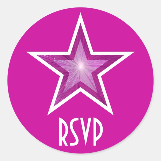 Sticker Rond Pink Star RSVP collant rond rose (Devant)