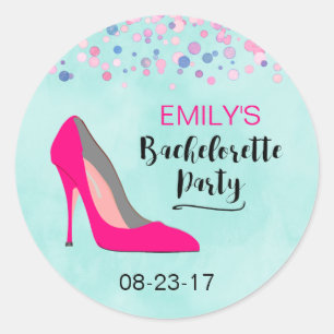 Sticker Rond Pink Stiletto Heel Bachelorette