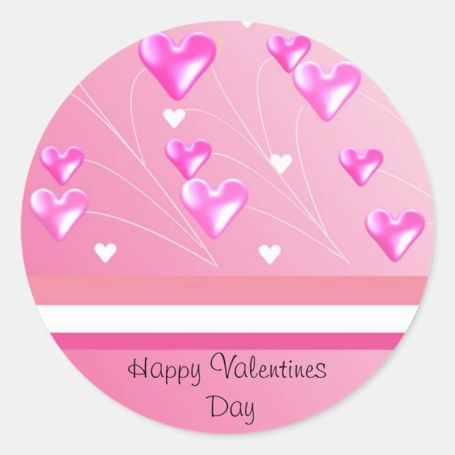 Sticker Rond Pink Valentine Hearts (Devant)