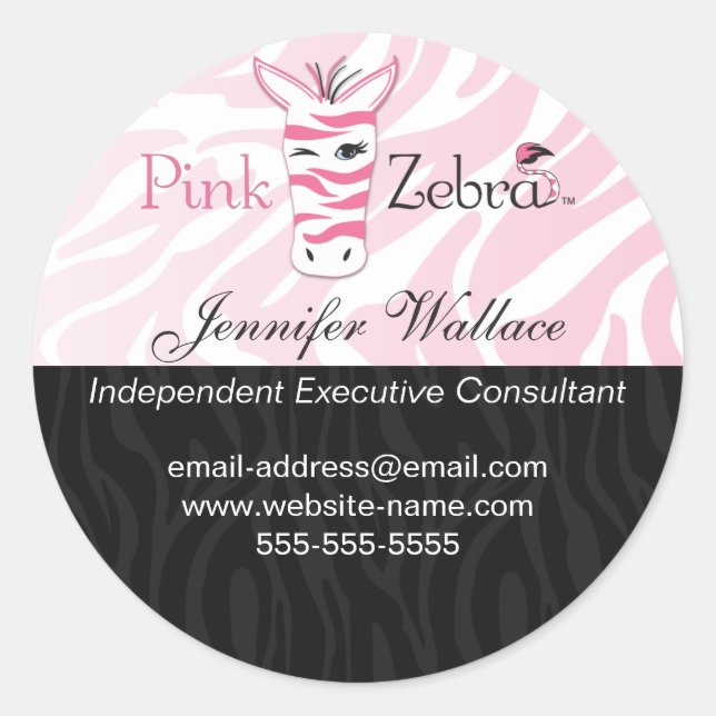 Sticker Rond Pink Zebra Mailing ou Packaging (Devant)