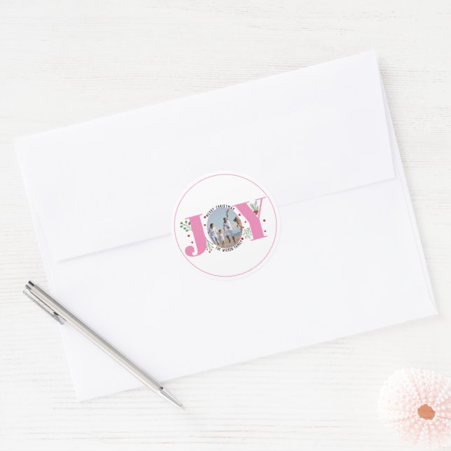 Sticker Rond PinkJoy avec baies photo de Noël (Enveloppe)