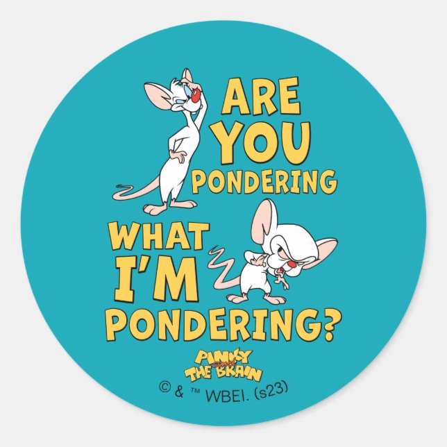 Sticker Rond Pinky et le cerveau | Vous Pensez ? (Devant)