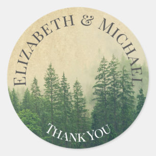Sticker Rond Pins de forêt Merci Favoriser Kraft Look