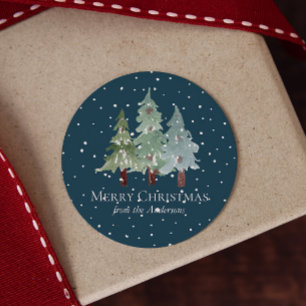 Sticker Rond Pins d'hiver