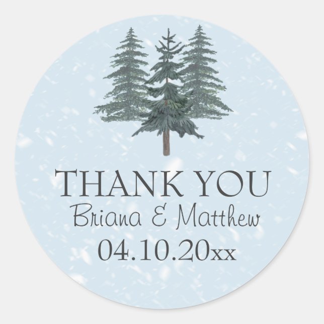 Sticker Rond Pins d'hiver À feuillage persistant rustique Maria (Devant)