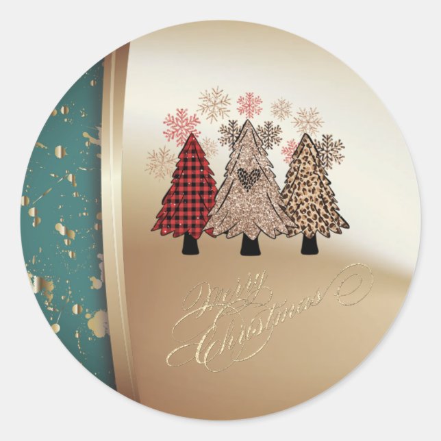 Sticker Rond Pins, Snowflakes, Joyeux Noël Or (Devant)