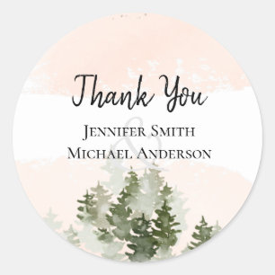 Sticker Rond Pins Turquoises et Sage Mariage Classic Round Sti
