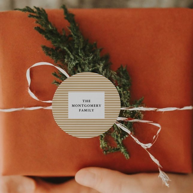 Sticker Rond Pinstripe Or (Gold Pinstripe Classic Round Sticker)